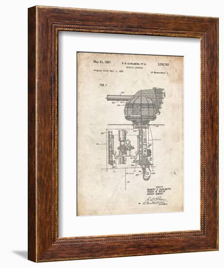 PP597-Vintage Parchment Missile Launcher Cold War Patent Poster-Cole Borders-Framed Giclee Print