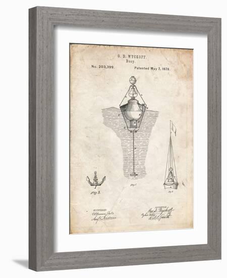 PP599-Vintage Parchment Water Buoy Patent Poster-Cole Borders-Framed Giclee Print