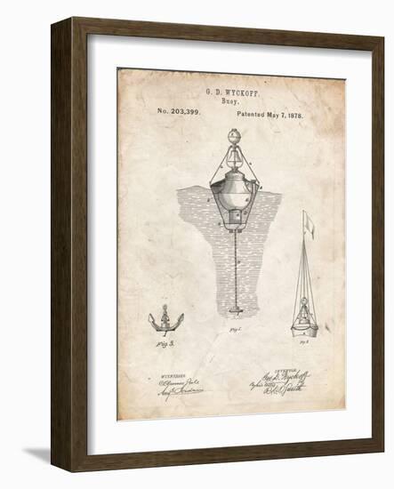 PP599-Vintage Parchment Water Buoy Patent Poster-Cole Borders-Framed Giclee Print
