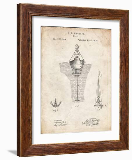 PP599-Vintage Parchment Water Buoy Patent Poster-Cole Borders-Framed Giclee Print