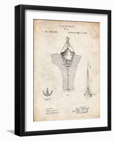 PP599-Vintage Parchment Water Buoy Patent Poster-Cole Borders-Framed Giclee Print