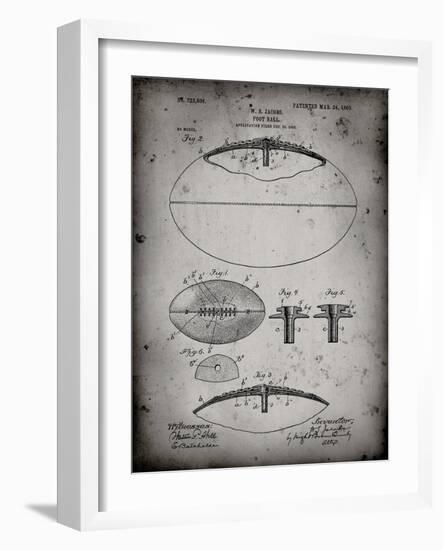 PP601-Faded Grey Football Game Ball 1902 Patent Poster-Cole Borders-Framed Giclee Print