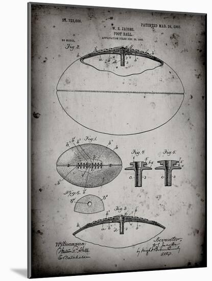 PP601-Faded Grey Football Game Ball 1902 Patent Poster-Cole Borders-Mounted Giclee Print