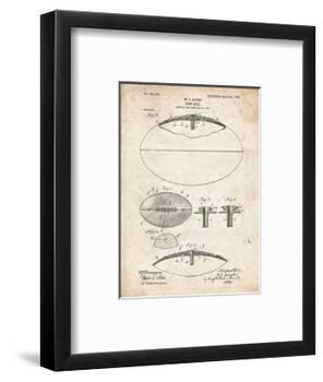 PP601-Vintage Parchment Football Game Ball 1902 Patent Poster-Cole Borders-Framed Giclee Print