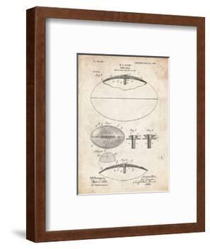 PP601-Vintage Parchment Football Game Ball 1902 Patent Poster-Cole Borders-Framed Giclee Print