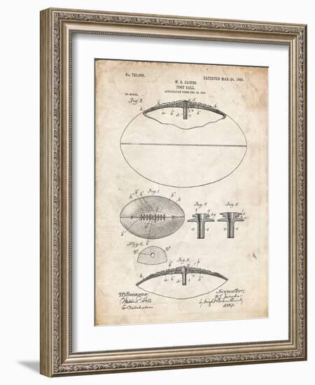 PP601-Vintage Parchment Football Game Ball 1902 Patent Poster-Cole Borders-Framed Giclee Print