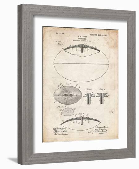 PP601-Vintage Parchment Football Game Ball 1902 Patent Poster-Cole Borders-Framed Giclee Print