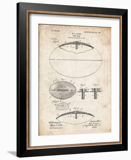 PP601-Vintage Parchment Football Game Ball 1902 Patent Poster-Cole Borders-Framed Giclee Print