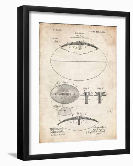 PP601-Vintage Parchment Football Game Ball 1902 Patent Poster-Cole Borders-Framed Giclee Print