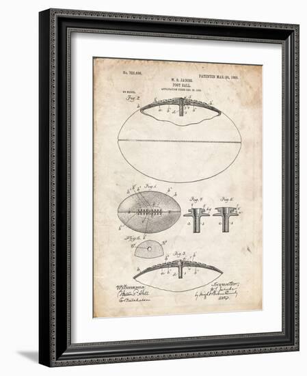 PP601-Vintage Parchment Football Game Ball 1902 Patent Poster-Cole Borders-Framed Giclee Print