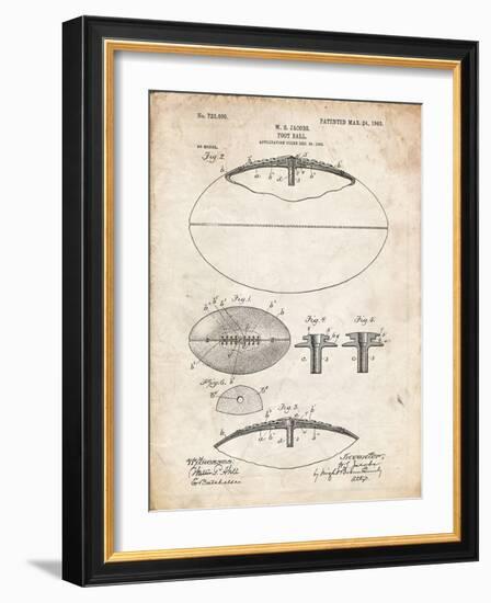 PP601-Vintage Parchment Football Game Ball 1902 Patent Poster-Cole Borders-Framed Giclee Print