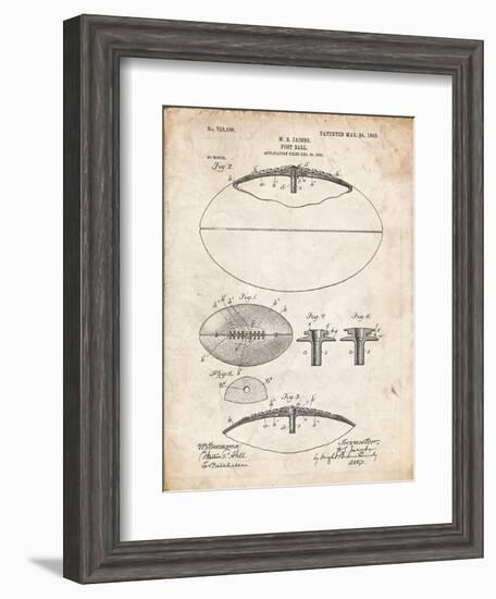 PP601-Vintage Parchment Football Game Ball 1902 Patent Poster-Cole Borders-Framed Giclee Print