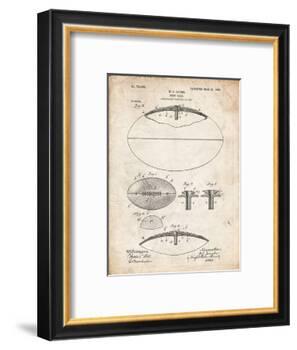 PP601-Vintage Parchment Football Game Ball 1902 Patent Poster-Cole Borders-Framed Giclee Print