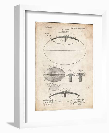 PP601-Vintage Parchment Football Game Ball 1902 Patent Poster-Cole Borders-Framed Giclee Print