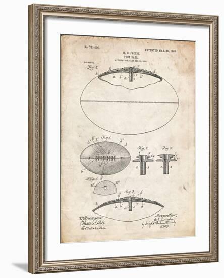 PP601-Vintage Parchment Football Game Ball 1902 Patent Poster-Cole Borders-Framed Giclee Print