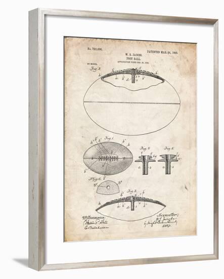 PP601-Vintage Parchment Football Game Ball 1902 Patent Poster-Cole Borders-Framed Giclee Print