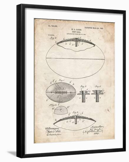 PP601-Vintage Parchment Football Game Ball 1902 Patent Poster-Cole Borders-Framed Giclee Print