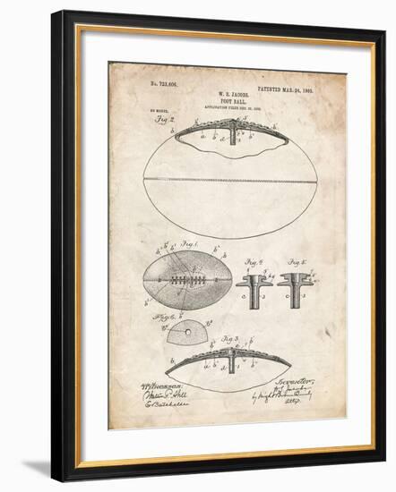 PP601-Vintage Parchment Football Game Ball 1902 Patent Poster-Cole Borders-Framed Giclee Print