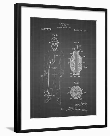 PP607-Black Grid Gas Mask 1918 Patent Poster-Cole Borders-Framed Giclee Print