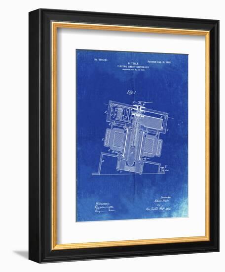 PP608-Faded Blueprint Tesla Electric Circuit Controller Poster-Cole Borders-Framed Giclee Print