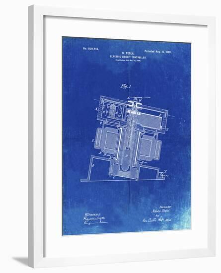 PP608-Faded Blueprint Tesla Electric Circuit Controller Poster-Cole Borders-Framed Giclee Print