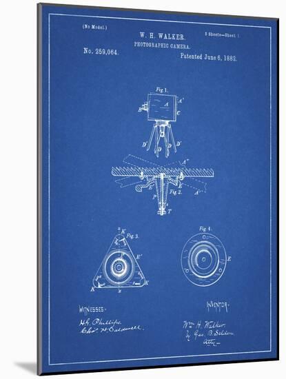 PP609-Blueprint Antique Camera Tripod Head Improvement Patent Poster-Cole Borders-Mounted Giclee Print