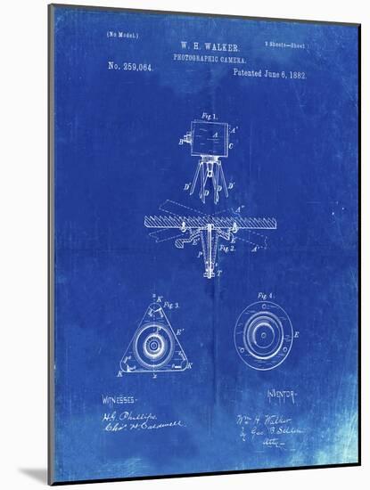 PP609-Faded Blueprint Antique Camera Tripod Head Improvement Patent Poster-Cole Borders-Mounted Giclee Print