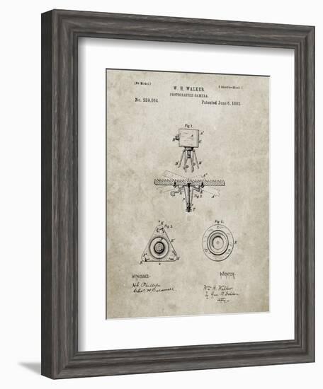 PP609-Sandstone Antique Camera Tripod Head Improvement Patent Poster-Cole Borders-Framed Giclee Print