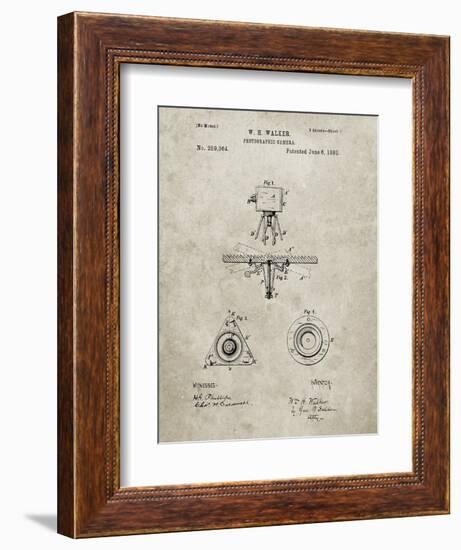 PP609-Sandstone Antique Camera Tripod Head Improvement Patent Poster-Cole Borders-Framed Giclee Print