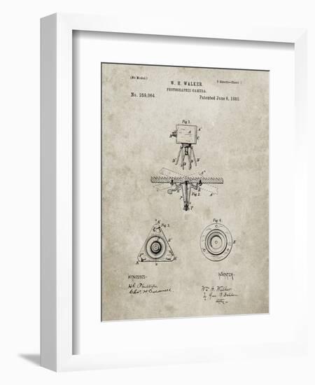 PP609-Sandstone Antique Camera Tripod Head Improvement Patent Poster-Cole Borders-Framed Giclee Print