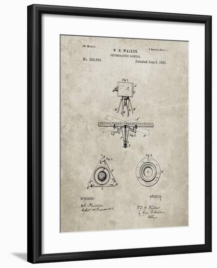 PP609-Sandstone Antique Camera Tripod Head Improvement Patent Poster-Cole Borders-Framed Giclee Print