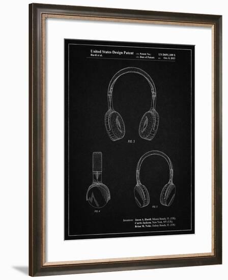 PP612-Vintage Black Headphones Patent Poster-Cole Borders-Framed Giclee Print