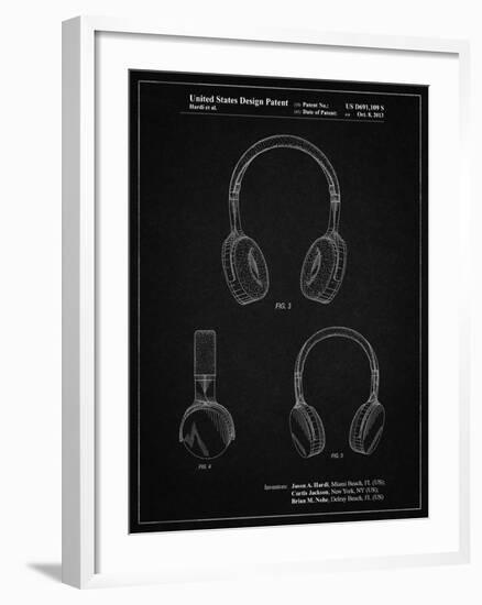 PP612-Vintage Black Headphones Patent Poster-Cole Borders-Framed Giclee Print