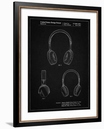 PP612-Vintage Black Headphones Patent Poster-Cole Borders-Framed Giclee Print