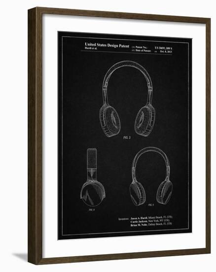 PP612-Vintage Black Headphones Patent Poster-Cole Borders-Framed Giclee Print
