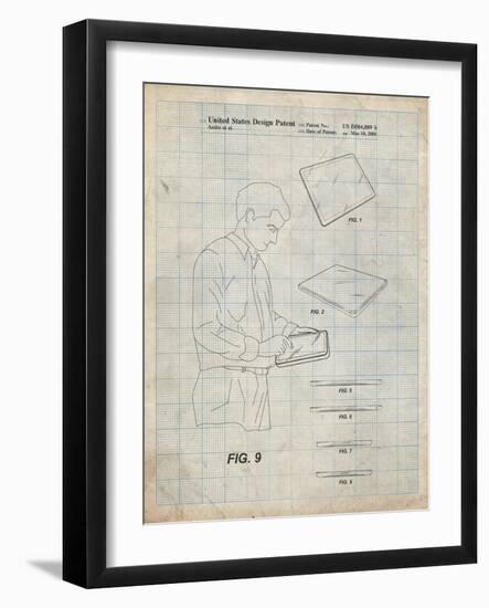 PP614-Antique Grid Parchment iPad Design 2005 Patent Poster-Cole Borders-Framed Giclee Print