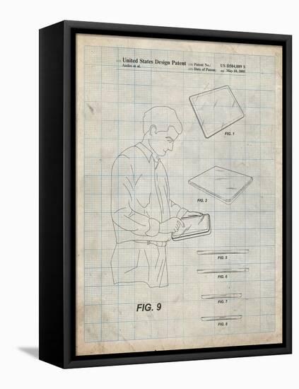 PP614-Antique Grid Parchment iPad Design 2005 Patent Poster-Cole Borders-Framed Premier Image Canvas