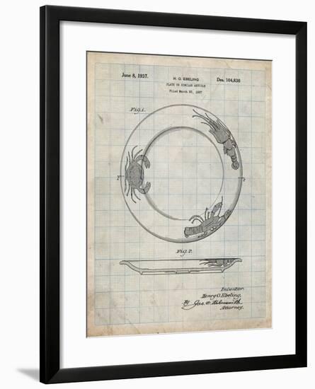PP619-Antique Grid Parchment Sunshine Care Bear Patent Poster-Cole Borders-Framed Giclee Print