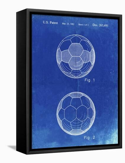 PP62-Faded Blueprint Leather Soccer Ball Patent Poster-Cole Borders-Framed Premier Image Canvas