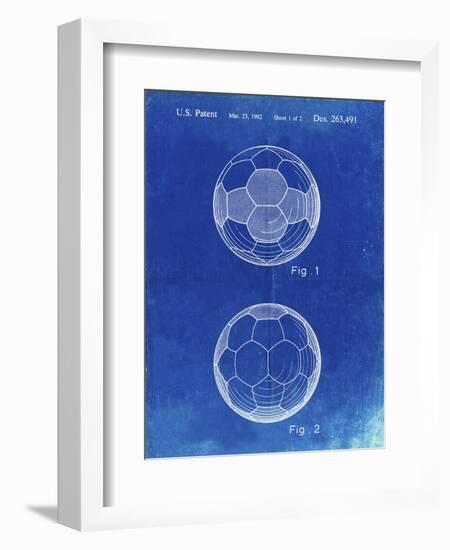 PP62-Faded Blueprint Leather Soccer Ball Patent Poster-Cole Borders-Framed Giclee Print