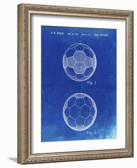 PP62-Faded Blueprint Leather Soccer Ball Patent Poster-Cole Borders-Framed Giclee Print