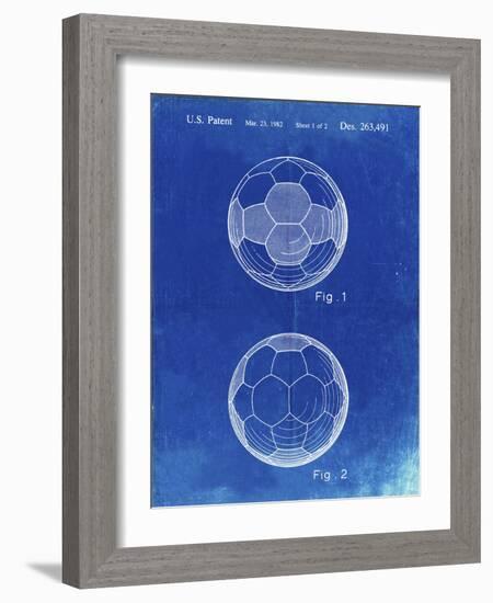PP62-Faded Blueprint Leather Soccer Ball Patent Poster-Cole Borders-Framed Giclee Print