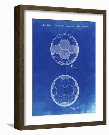 PP62-Faded Blueprint Leather Soccer Ball Patent Poster-Cole Borders-Framed Giclee Print