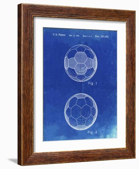 PP62-Faded Blueprint Leather Soccer Ball Patent Poster-Cole Borders-Framed Giclee Print