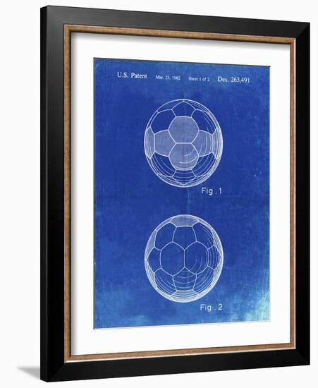 PP62-Faded Blueprint Leather Soccer Ball Patent Poster-Cole Borders-Framed Giclee Print