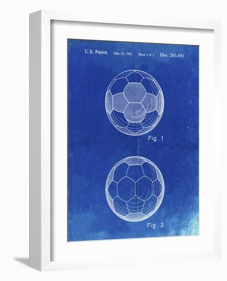 PP62-Faded Blueprint Leather Soccer Ball Patent Poster-Cole Borders-Framed Giclee Print