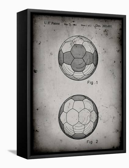 PP62-Faded Grey Leather Soccer Ball Patent Poster-Cole Borders-Framed Premier Image Canvas