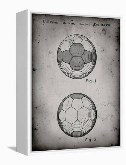 PP62-Faded Grey Leather Soccer Ball Patent Poster-Cole Borders-Framed Premier Image Canvas