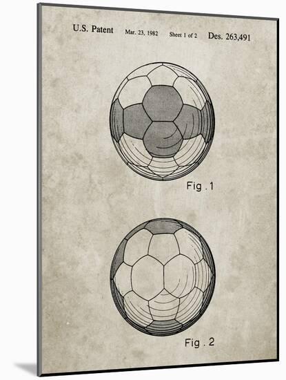 PP62-Sandstone Leather Soccer Ball Patent Poster-Cole Borders-Mounted Giclee Print