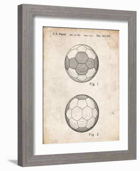 PP62-Vintage Parchment Leather Soccer Ball Patent Poster-Cole Borders-Framed Giclee Print